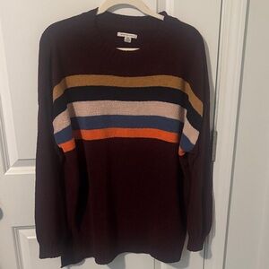 American Eagle Outfitters Women's Sweater - Burgundy, Blue, Orange, Tan